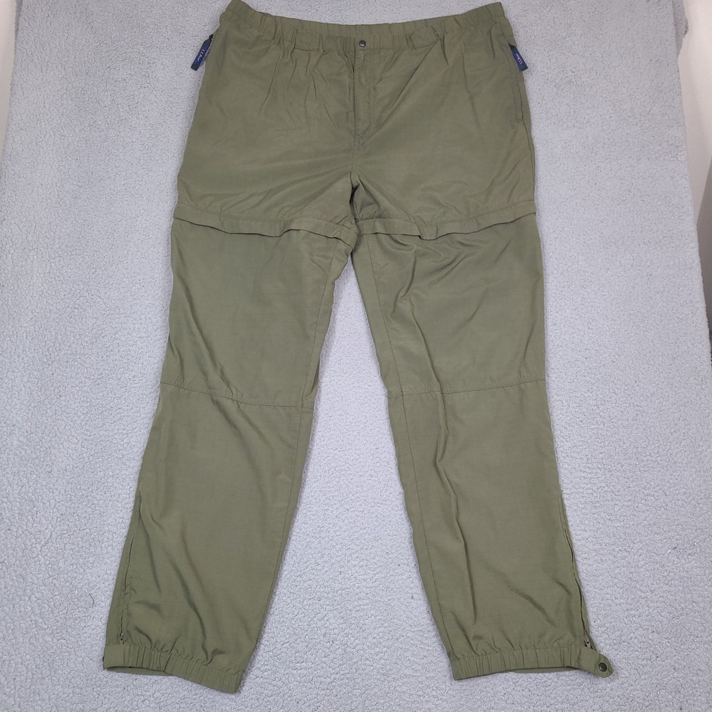 Vintage LL Bean Convertible Pants XL 44x34 Green Hiking Fishing Nylon Ripstop‎